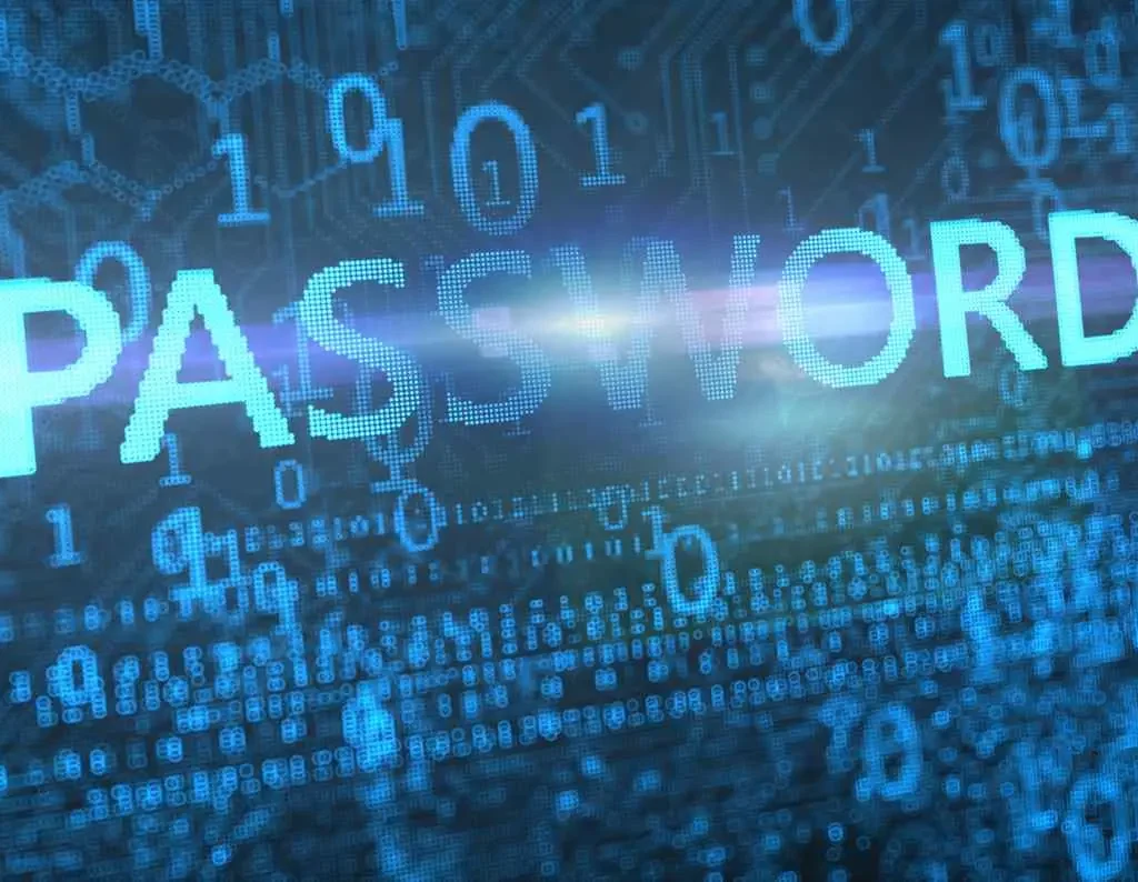 Immagine con la scritta password con sfondo di bit