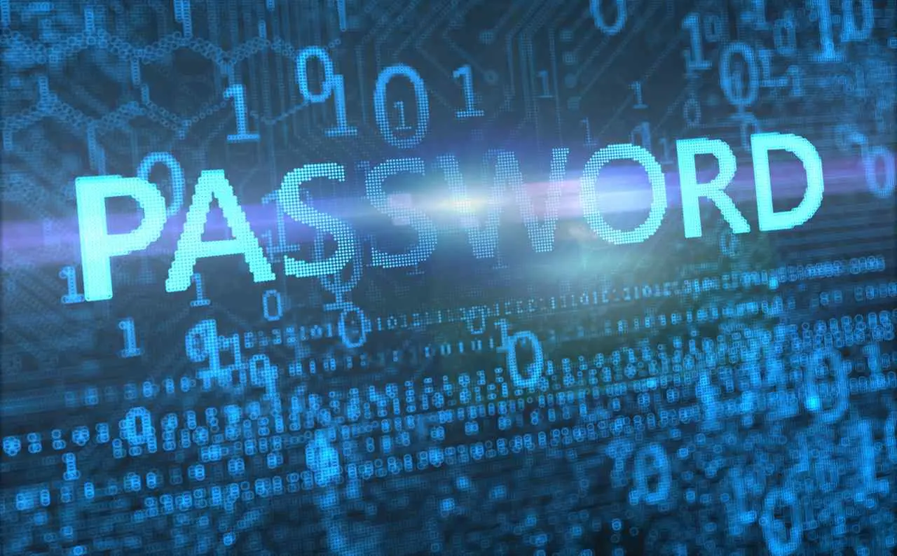 Immagine con la scritta password con sfondo di bit